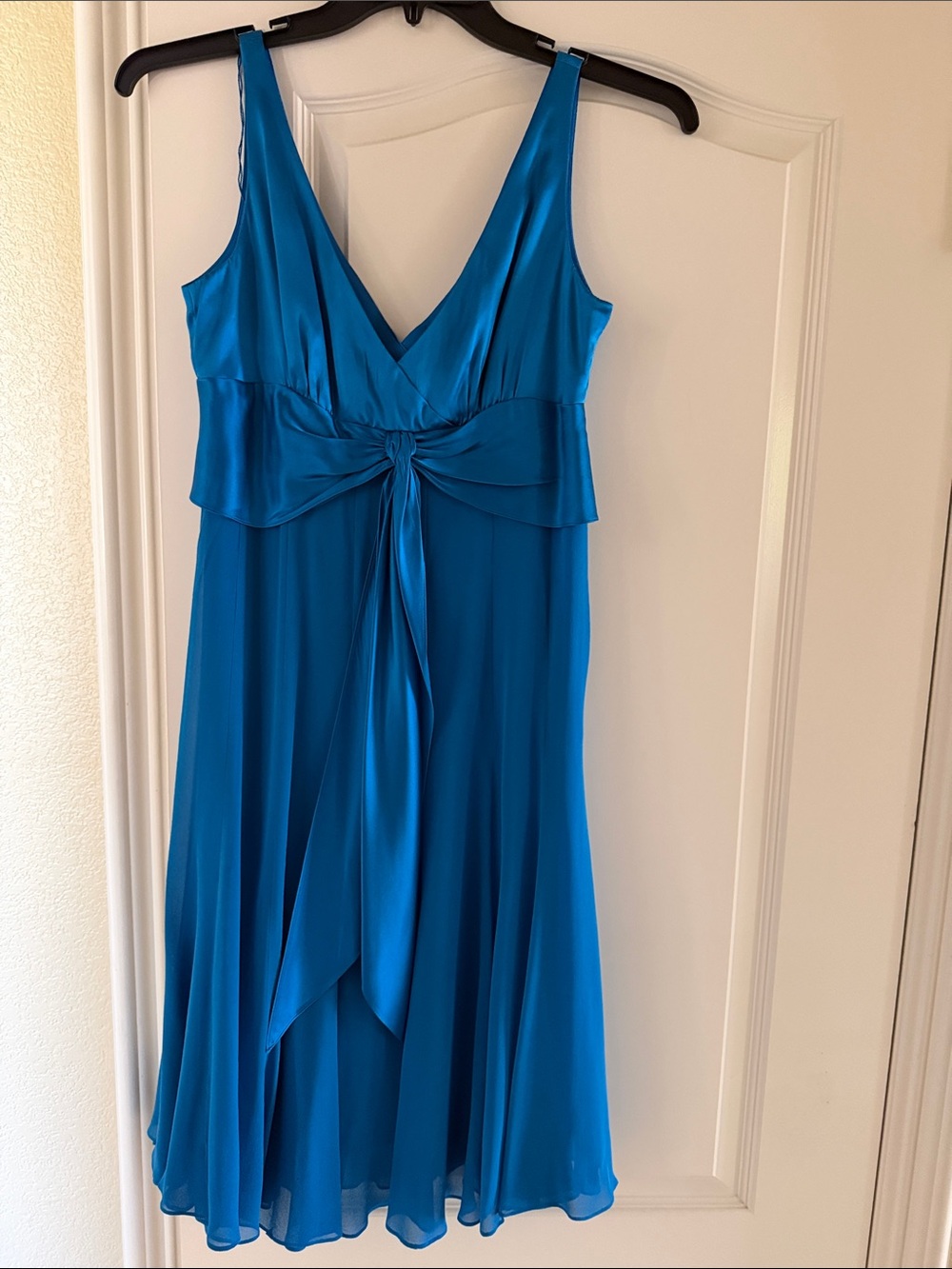 Blue Women's cocktail dress with Front Tie
